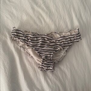 Hollister Black and White Striped Bikini Bottom